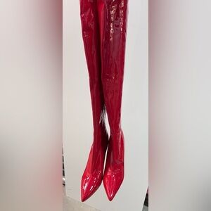 Red Patent Thigh High Boots
